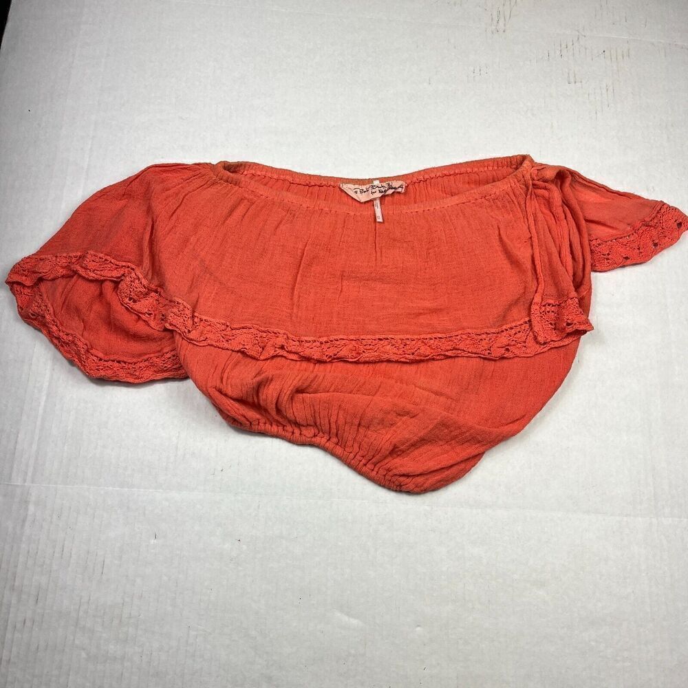 Free People Jens Pirate Booty Cropped Top Orange Off The Shoulder Boho Shirt XS